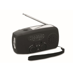 Kit de emergência 3 em 1 com rádio AM/FM e lanterna LED em saco térmico cor preto