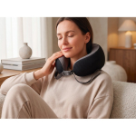 Almofada cervical de massagem em espuma viscoelástica com pega cor preto vista conjunto