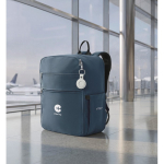 Mochila de viagem em nylon repelente à água com vários bolsos 20 L cor azul segunda vista conjunto 2