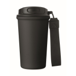 Copo térmico em aço inox reciclado com asa e sistema anti-fugas 400 ml cor preto quarta vista