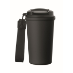 Copo térmico em aço inox reciclado com asa e sistema anti-fugas 400 ml cor preto quinta vista