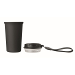 Copo térmico em aço inox reciclado com asa e sistema anti-fugas 400 ml cor preto sexta vista