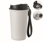 Copo térmico em aço inox reciclado com asa e sistema anti-fugas 400 ml cor branco