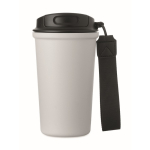 Copo térmico em aço inox reciclado com asa e sistema anti-fugas 400 ml cor branco quarta vista