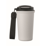 Copo térmico em aço inox reciclado com asa e sistema anti-fugas 400 ml cor branco quinta vista