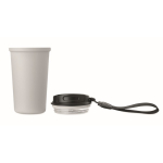 Copo térmico em aço inox reciclado com asa e sistema anti-fugas 400 ml cor branco sexta vista