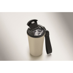 Copo térmico em aço inox reciclado com asa e sistema anti-fugas 400 ml cor bege vista fotografia segunda vista