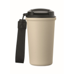 Copo térmico em aço inox reciclado com asa e sistema anti-fugas 400 ml cor bege quinta vista