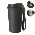 Copo térmico em aço inox reciclado com asa e sistema anti-fugas 400 ml cor azul-marinho