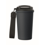 Copo térmico em aço inox reciclado com asa e sistema anti-fugas 400 ml cor azul-marinho quinta vista