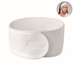 Fita de cabelo ajustável em microfibra para cuidados faciais cor branco