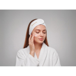Fita de cabelo ajustável em microfibra para cuidados faciais cor branco vista principal
