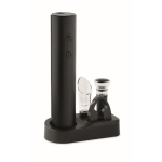 Conjunto de vinho em plástico com saca-rolhas elétrico e acessórios cor preto