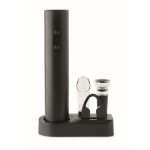 Conjunto de vinho em plástico com saca-rolhas elétrico e acessórios cor preto segunda vista