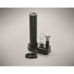 Conjunto de vinho em plástico com saca-rolhas elétrico e acessórios cor preto segunda vista principal