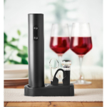 Conjunto de vinho em plástico com saca-rolhas elétrico e acessórios cor preto vista conjunto
