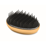 Escova de plástico e alumínio para cabelo com função desembaraçante cor dourado segunda vista