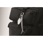 Porta-chaves de cordão trançado em poliéster com etiqueta e argola cor branco vista fotografia quarta vista