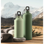 Garrafa de aço inoxidável reciclado antifugas 500 ml cor verde menta vista conjunto