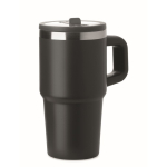 Copo térmico em aço inoxidável reciclado com tampa e palhinha 500ml cor preto segunda vista