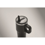 Copo térmico em aço inoxidável reciclado com tampa e palhinha 500ml cor preto vista fotografia quarta vista