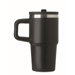 Copo térmico em aço inoxidável reciclado com tampa e palhinha 500ml cor preto sexta vista
