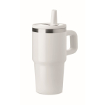 Copo térmico em aço inoxidável reciclado com tampa e palhinha 500ml cor branco
