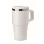 Copo térmico em aço inoxidável reciclado com tampa e palhinha 500ml cor branco segunda vista