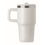 Copo térmico em aço inoxidável reciclado com tampa e palhinha 500ml cor branco sexta vista