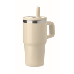 Copo térmico em aço inoxidável reciclado com tampa e palhinha 500ml cor bege