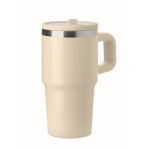 Copo térmico em aço inoxidável reciclado com tampa e palhinha 500ml cor bege segunda vista