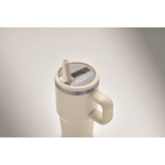 Copo térmico em aço inoxidável reciclado com tampa e palhinha 500ml cor bege vista fotografia quarta vista