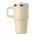 Copo térmico em aço inoxidável reciclado com tampa e palhinha 500ml cor bege sexta vista