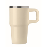 Copo térmico em aço inoxidável reciclado com tampa e palhinha 500ml cor bege oitava vista