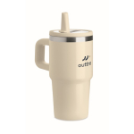Copo térmico em aço inoxidável reciclado com tampa e palhinha 500ml cor bege vista principal