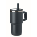 Copo térmico em aço inoxidável reciclado com tampa e palhinha 500ml cor azul-marinho