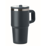 Copo térmico em aço inoxidável reciclado com tampa e palhinha 500ml cor azul-marinho segunda vista