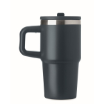 Copo térmico em aço inoxidável reciclado com tampa e palhinha 500ml cor azul-marinho sexta vista