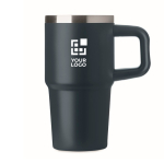Copo térmico em aço inoxidável reciclado com tampa e palhinha 500ml cor azul-marinho vista principal