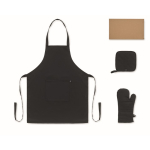 Conjunto cozinha em algodão reciclado com costuras acolchoadas 180 g/m² cor preto quarta vista