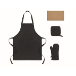 Conjunto cozinha em algodão reciclado com costuras acolchoadas 180 g/m² cor preto quinta vista