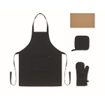 Conjunto cozinha em algodão reciclado com costuras acolchoadas 180 g/m² cor preto sexta vista