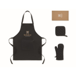 Conjunto cozinha em algodão reciclado com costuras acolchoadas 180 g/m² cor preto segunda vista principal