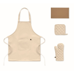Conjunto cozinha em algodão reciclado com costuras acolchoadas 180 g/m² cor bege