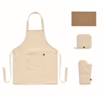 Conjunto cozinha em algodão reciclado com costuras acolchoadas 180 g/m² cor bege quarta vista