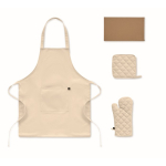 Conjunto cozinha em algodão reciclado com costuras acolchoadas 180 g/m² cor bege quinta vista