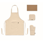 Conjunto cozinha em algodão reciclado com costuras acolchoadas 180 g/m² cor bege sexta vista