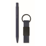 Conjunto de oferta com caneta em alumínio reciclado e porta-chaves cor azul segunda vista