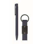Conjunto de oferta com caneta em alumínio reciclado e porta-chaves cor azul sétima vista