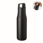 Garrafa térmica aço inoxidável reciclado com asa e tampa 500 ml cor preto